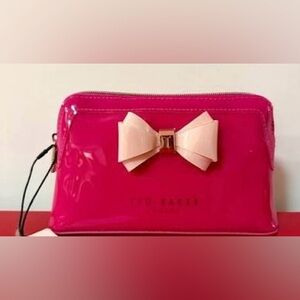 Ted Baker Glossy Red and Cream Bow Cosmetic Case